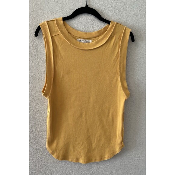 We The Free People Kate Muscle Tee Birds of Paradise Yellow Size XL Boho Chic - Picture 1 of 9